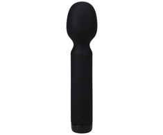Doc Johnson Juodas Silicone Compact Wand Massager USB Rechargeable 10 Modes