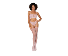 Dreamgirl Leg Avenue Bralette &amp; Garter Hose Set Diamond Pattern Rožinė One Size