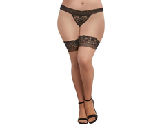 Dreamgirl Cuban Heel Thigh Highs Juodas - Elegant Back Seam Stockings