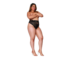 Dreamgirl High-Waisted Lace Panty 2X Juodas with Cutout Detail