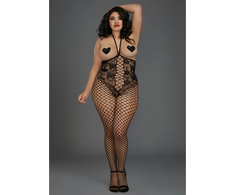 Dreamgirl Leg Avenue Plus Size Lace Bodystocking Juodas Harness Design