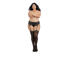 Dreamgirl Thigh Highs Plus Size Lace Top Juodas - Elegant Hosiery