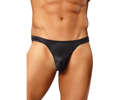 Male Power Satin Spandex Comfort Fit Thong S/M Juodas