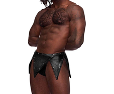 Male Power Gladiator Kilt S/M Juodas - Modern Kilt with Attached Thong