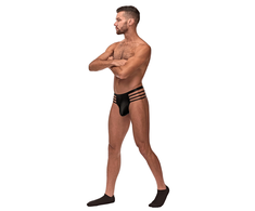 Male Power Cage Matte Thong L/XL Juodas - Strappy Comfort Design