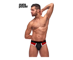 Male Power Panel Thong L/XL Juodas-Raudona Retro Sport Design