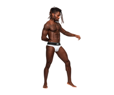 Male Power Modal Rib Comfort Bong Thong S/M Baltas - Soft Elastic Waistband