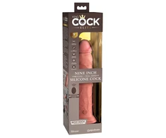 Pipedream KING COCK ELITE 9 COLO Dvigubo tankio vibruojantis silikono falas su nuotoliniu pulteliu ir šviesa