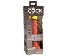 Pipedream KING COCK ELITE 6 colių dvigubo tankio vibruojantis silikoninis dirbtinis varpa – šviesiai rudos spalvos