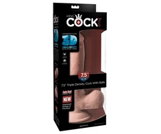 Pipedream KING COCK PLUS 19 CM ilgas dvigubo tankio varpa su sėklidėmis ŠVIESUS