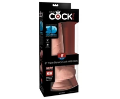 Pipedream KING COCK PLUS 8 COLIŲ TRIPLIO TANKUMO STORAS PENIS SU SĖKLIDĖMIS ŠVIESUS
