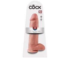 Pipedream KING COCK 30 cm ilga varpa su sėklidėmis - šviesi spalva