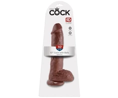 Pipedream King Cock 10 colių dydžio kamuoliukai rudi