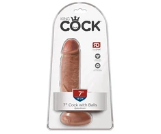 Pipedream King Cock 7" varpa su kiaušiniais, ruda