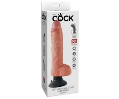 Pipedream KING COCK 10 colių vibruojantis penis su švytinčiais kamuoliukais