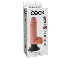 Pipedream „King Cock“ 7 colių vibruojantis masturbatorius su kamuoliukais