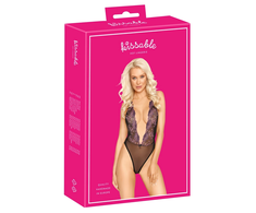 Kissable Body S/M - Juodas Powernet with Floral Embroidery