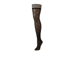 Kix'ies Anna Thigh-Highs A Juodas - Sheer Diamond Pattern, No-Slip Design