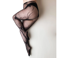Kix'ies Spider Pattern Full-Waisted Fishnet Tights Juodas C Size