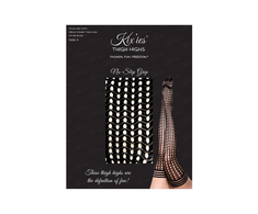 Kix'ies Mimi D Thigh-High Juodas Fishnet Stockings No-Slip Grip