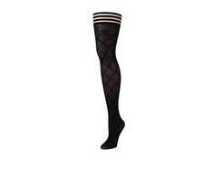 Kix'ies Tiffany Thigh-High Stockings B Juodas - Diamond Pattern, No-Slip