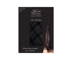 Kix'ies Tiffany Thigh-High Stockings B Juodas - Diamond Pattern, No-Slip