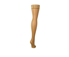 Kix'ies Vanessa Sheer Thigh-Highs D Nude - Back Seam &amp; Cuban Heel