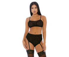 Forplay Allure Lustful Leopard Mesh Cami Set with Adjustable Straps S