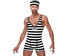 Male Power Hard Time L/XL Prisoner Costume Set with Cap