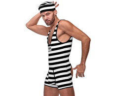 Male Power Hard Time L/XL Prisoner Costume Set with Cap