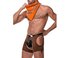 Male Power Cowboy Costume Set XL with Decorative Bandanna and Badge
