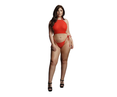 Shots Festive Shimmer Plus Size Rhinestone Top &amp; Thong Set by Leg Avenue