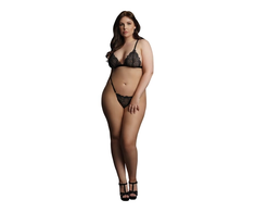 Shots Magic Lace Velvet Plus Size Lingerie Set - Adjustable Comfort Fit