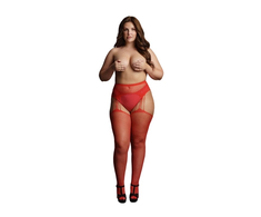 Shots Leg Avenue Plus Size Rhinestone Fishnet Suspender Pantyhose Juodas