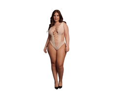 Shots Obsessive V-Neck Intimate Bodysuit with Opaque Panels Queen Size