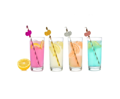 Little Genie Productions Glitterati Party Straws Metallic Mix 8-Pack - Tall Decorative Design