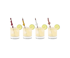Little Genie Productions Glitterati Party Straws Set - Metallic Stripe, Assorted Colors, 8 pcs
