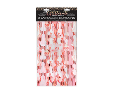 Little Genie Productions Glitterati Metallic Foil Curtain Set of 2 Rose Gold Party Decor