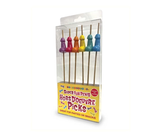 Little Genie Productions Kheper Games Party Picks Bamboo Set 6pcs - Humorous Topper 18cm
