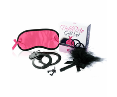 Lovers Premium Rožinė LoversPremium Tickle Me Rožinė Sensory Bondage Set with Feather and Blindfold