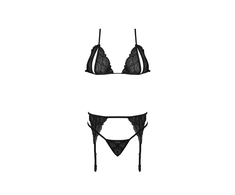 Magic Silk Exposed Lace Bra &amp; Garter Set Juodas L/XL Adjustable Fit