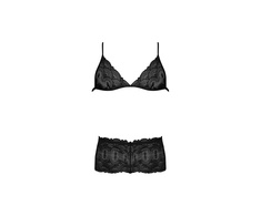 Magic Silk Exposed Triangle Bra &amp; Cheeky Brief Set S/M Juodas Lace