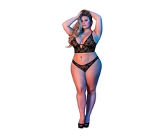 Magic Silk Exposed Juodas Underwired Bralette &amp; Lace Panty Set 2X
