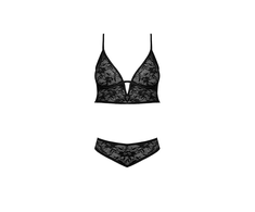 Magic Silk Exposed Underwired Bralette &amp; Lace Panty Set S/M Juodas