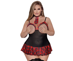 Magic Silk Varsity Vixen Halter Dress 2X Raudona - Playful Skirt &amp; Tie Set