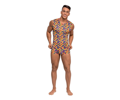 Male Power Fitness Tank XL Rainbow Herringbone Breathable Top