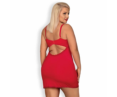 Obsessive Jolierose Chemise &amp; Thong Raudona XXL - Adjustable Lace Design