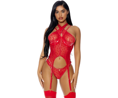 Forplay Fantasy Lingerie Steal Your Heart Mesh Longline Bustier Set XL