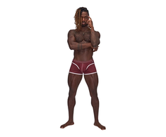 Male Power Sport Mesh Mini Short XL Burgundy - Athletic Comfort Fit