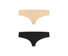 Bye Bra Invisible Thong Set Nude &amp; Juodas M - Seamless Comfort Duo
